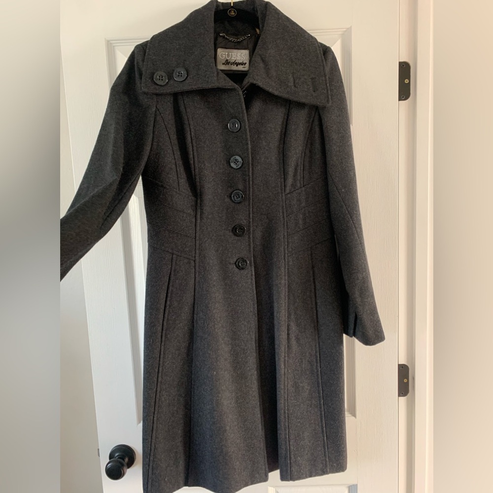 NWOT vintage YTK GUESS wool overcoat coat jacket trench dad coat car coat